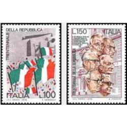 2 عدد تمبر 30مین سالگرد جمهوری ایتالیا - ایتالیا 1976   