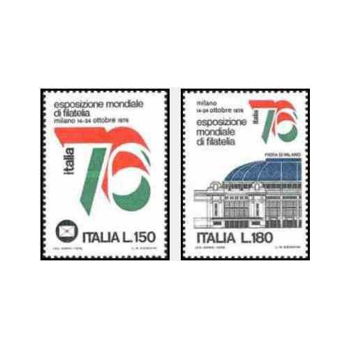 2 عدد تمبر نمایشگاه بین المللی تمبر ، میلان - ایتالیا 1976