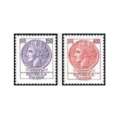 2 عدد تمبر سری پستی - رقمهای جدید - ایتالیا 1976