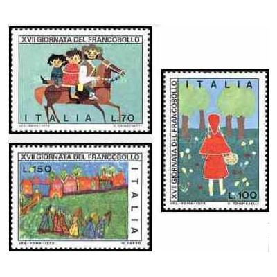3 عدد تمبر روز تمبر - تابلو نقاشی - ایتالیا 1975
