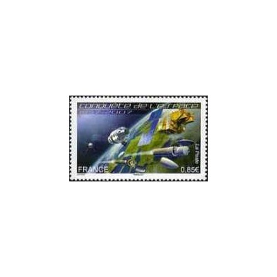 1 عدد تمبر پنجاهمین سالگرد سفر به فضا - فرانسه 2007