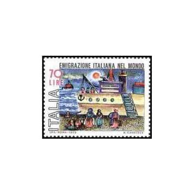 1 عدد تمبر صدمین سالگرد مهاجرت ایتالیائیها - ایتالیا 1975