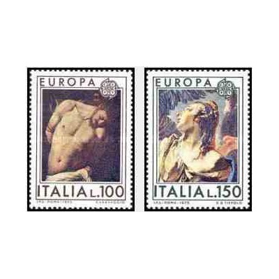 2 عدد تمبرمشترک اروپا - Europa Cept - تابلو نقاشی - ایتالیا 1975