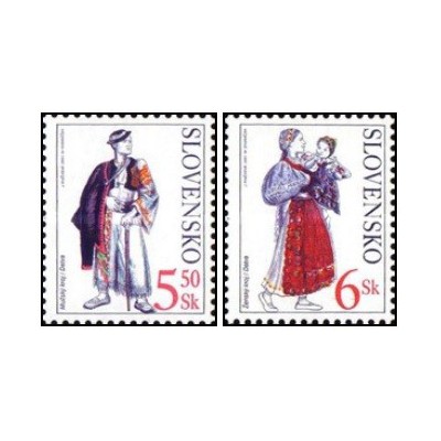 2 عدد  تمبر  لباس محلی مردانه دتوا - اسلواکی 2001