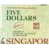 اسکناس پلیمر 5 دلار - سنگاپور 2009 با یک مربع کوچک در پشت زیر کلمه GARDEN CITY
