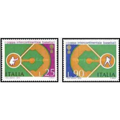 2 عدد تمبر جام بین المللی بیس بال - ایتالیا 1973