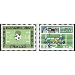 2 عدد تمبر 75مین سالگرد فدراسیون فوتبال ایتالیا - ایتالیا 1973