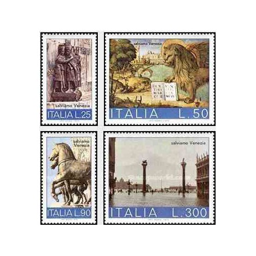4 عدد تمبر کمپین حفظ ونیز - ایتالیا 1973