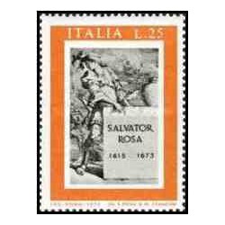 1 عدد تمبر سیصدمین سالگرد مرگ سالواتور روزا - نقاش - ایتالیا 1973