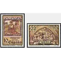2 عدد تمبر کریسمس - اسپانیا 1980   