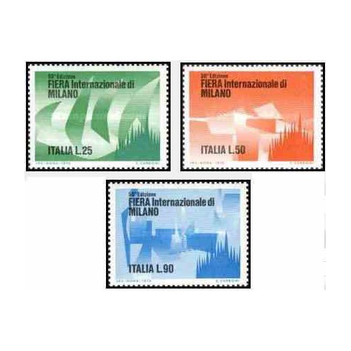 3 عدد تمبر 50مین سالگرد نمایشگاه نمونه میلان - ایتالیا 1972