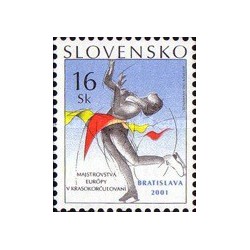 1 عدد  تمبر  مسابقات قهرمانی اروپا در اسکیت نمایشی، براتیسلاوا - اسلواکی 2001