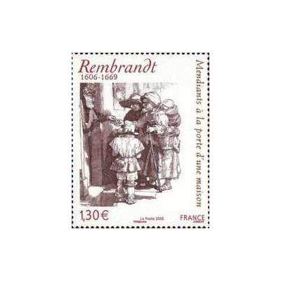1 عدد  تمبر چهارصدمین سالگرد تولد رامبراند - فرانسه 2006