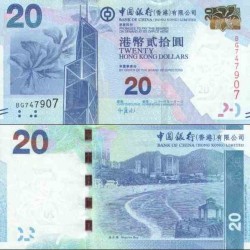 اسکناس 20 دلار - بانک چین - هنگ کنگ 2010