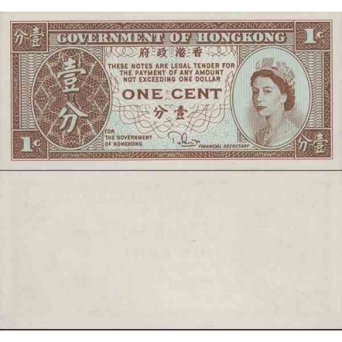 اسکناس  1 سنت  - هنگ کنگ 1981 الی 1986 تصویر ملکه الیزابت دوم