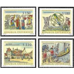 4 عدد تمبر کتابخانه ملی اتریش - اتریش 1966