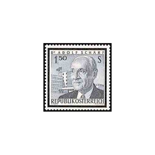 1 عدد تمبر یادبود : رئیس جمهور فدرال دکتر آدولف شارف - اتریش 1965