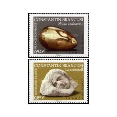 2 عدد  تمبر کنستانتین برانکوزی - تمبر مشترک با رومانی - فرانسه 2006