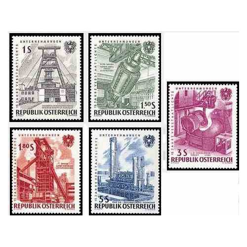 5 عدد تمبر 15مین سالگرد صنایع ملی شده - اتریش 1961