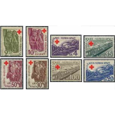 8 عدد تمبر صلیب سرخ - بلغارستان 1946    