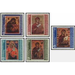 5 عدد تمبر شمایلها - تابلو نقاشی - بلغارستان 1979