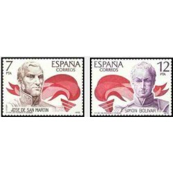 2 عدد تمبر تاریخ اسپانیایی آمریکا -آزادی بخشان - اسپانیا 1978