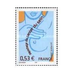 1 عدد  تمبر غربالگری سرطان سینه - فرانسه 2005