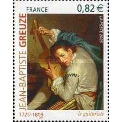 1 عدد  تمبر دویستمین سالگرد درگذشت ژان باپتیست گروز - نقاش - فرانسه 2005