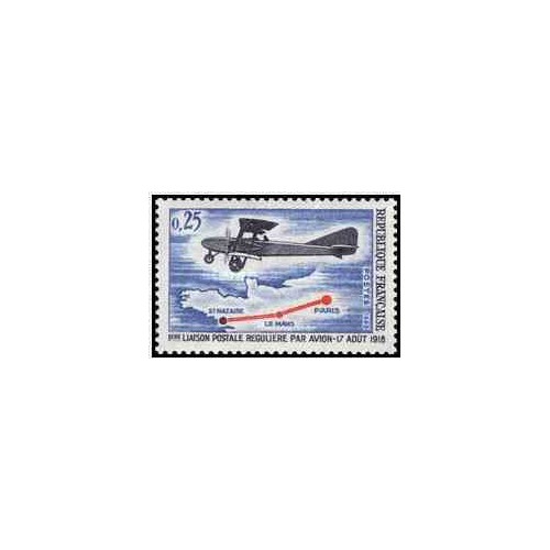 1 عدد تمبر پنجاهمین سال شروع منظم سرویس پست هوایی داخلی  - فرانسه 1968