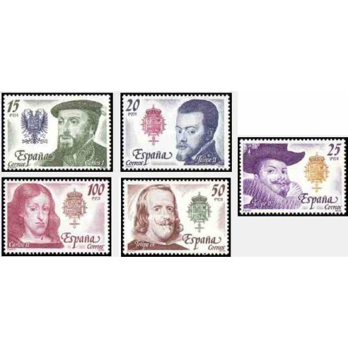 5 عدد تمبر پادشاهان اسپانیایی - سلسله هابزبورگ - اسپانیا 1979