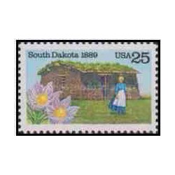 1 عدد تمبر تاسیس ایالت داکوتای جنوبی - آمریکا 1989