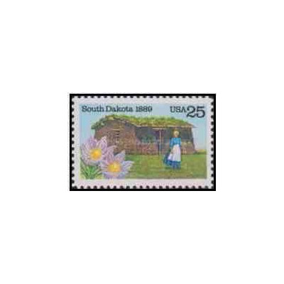 1 عدد تمبر تاسیس ایالت داکوتای جنوبی - آمریکا 1989