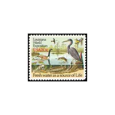 1 عدد تمبر نمایشگاه جهانی لوئیزیانا - حیات وحش رودخانه - آمریکا 1984      