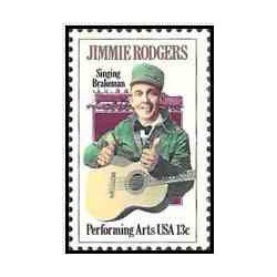 1 عدد تمبر هنرهای نمایشی-جیمی راجرز - پدر موسیقی کانتری - آمریکا 1978 