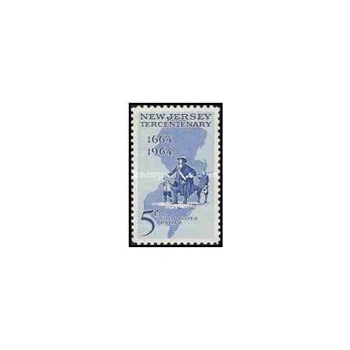 1 عدد تمبر استقرار تازه واردان نیوجرسی - آمریکا 1964    