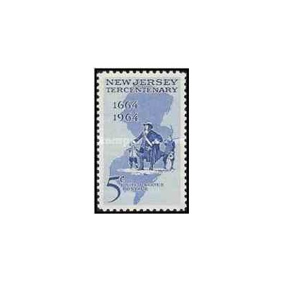 1 عدد تمبر استقرار تازه واردان نیوجرسی - آمریکا 1964    