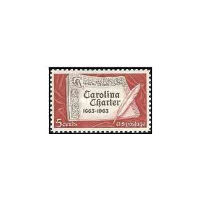 1 عدد تمبر اساسنامه کارولینا - آمریکا 1963    