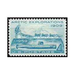 1عدد تمبر 50مین سالگرد سفر رابرت پیری و ناتیلوس به قطب شمال و اولین حمل و نقل زیر دریایی در زیر قطب - آمریکا 1959