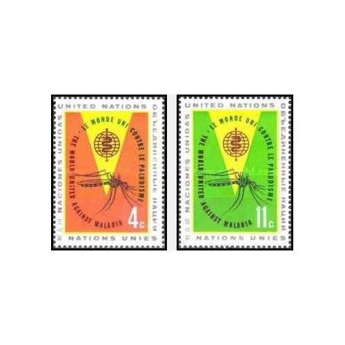 2 عدد تمبر ریشه کنی مالاریا - نیویورک ، سازمان ملل 1962