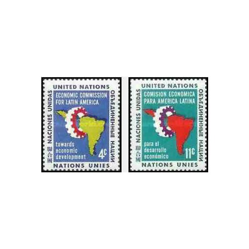 2 عدد تمبر کمیسیون اقتصادی برای آمریکای لاتین - نیویورک ، سازمان ملل 1961