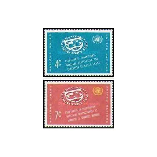 2 عدد تمبر صندوق بین المللی پول - نیویورک ، سازمان ملل 1961