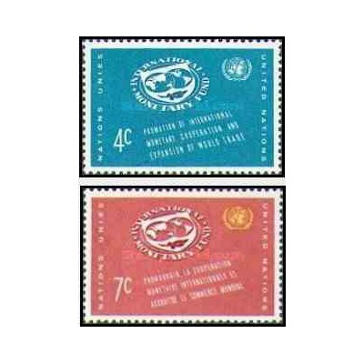 2 عدد تمبر صندوق بین المللی پول - نیویورک ، سازمان ملل 1961