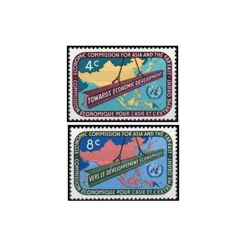 2 عدد تمبر ECAFE - کمیسون اقتصادی برای آسیا و خاور دور -  نیویورک ، سازمان ملل 1960