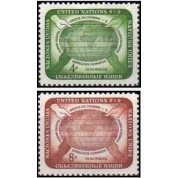 2 عدد تمبر روز حقوق بشر - نیویورک ، سازمان ملل 1958