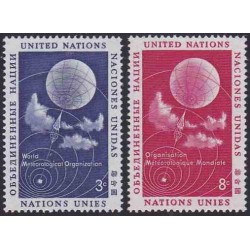 2 عدد تمبر سازمان هواشناسی جهانی - نیویورک ، سازمان ملل 1957