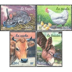 4 عدد  تمبر حیوانات اهلی  - فرانسه 2004