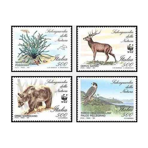 4 عدد تمبر حفاظت از محیط زیست - WWF - ایتالیا 1991