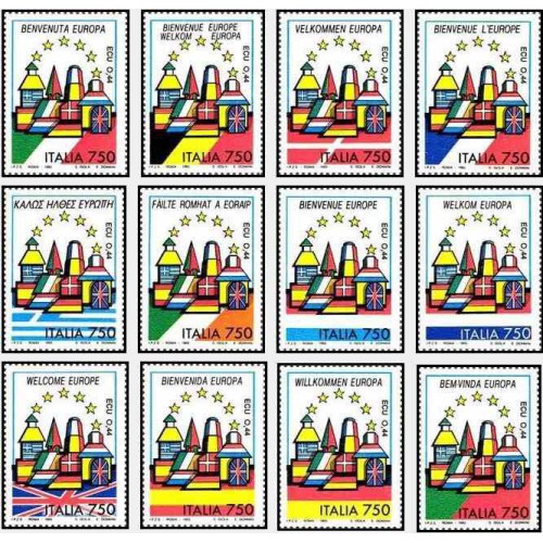 12عدد تمبر اروپای متحد - ایتالیا 1993