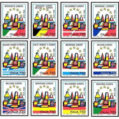 12عدد تمبر اروپای متحد - ایتالیا 1993