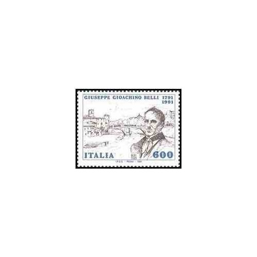 1 عدد تمبر دویستمین سالگرد تولد جوزپه بلی - شاعر - ایتالیا 1991